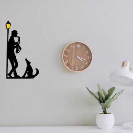 Renkli Lamba Altı Caz Metal Duvar Dekor